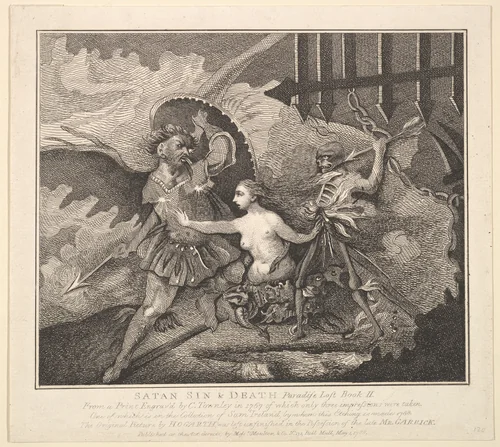 Satan, Sin and Death (Paradise Lost, Book II) by Samuel Ireland, print, 1788
