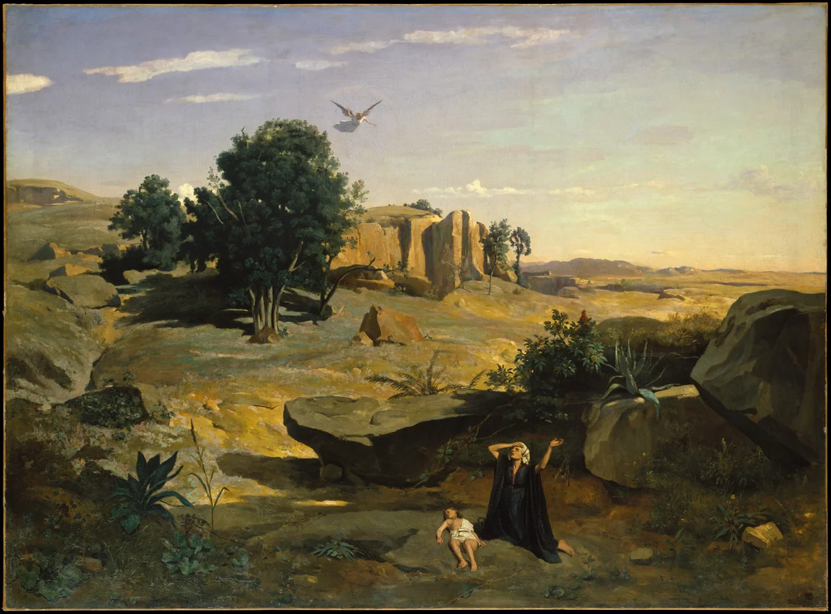 Hagar in the Wilderness by Camille Corot, painting, 1835