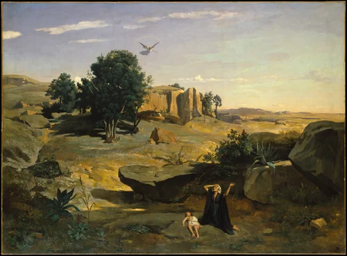 Hagar in the Wilderness by Camille Corot, painting, 1835