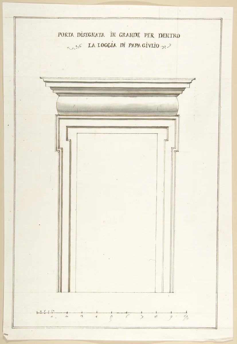Design Elevation for an Interior Door in the Loggia of Pope Julius [III.] by Pietro Paolo Coccetti, drawing, 1710-1727