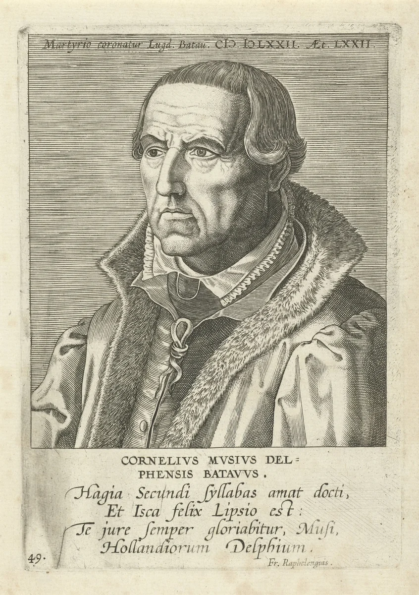 Portret van Cornelis Musius by Philips Galle, print, 1604-1606