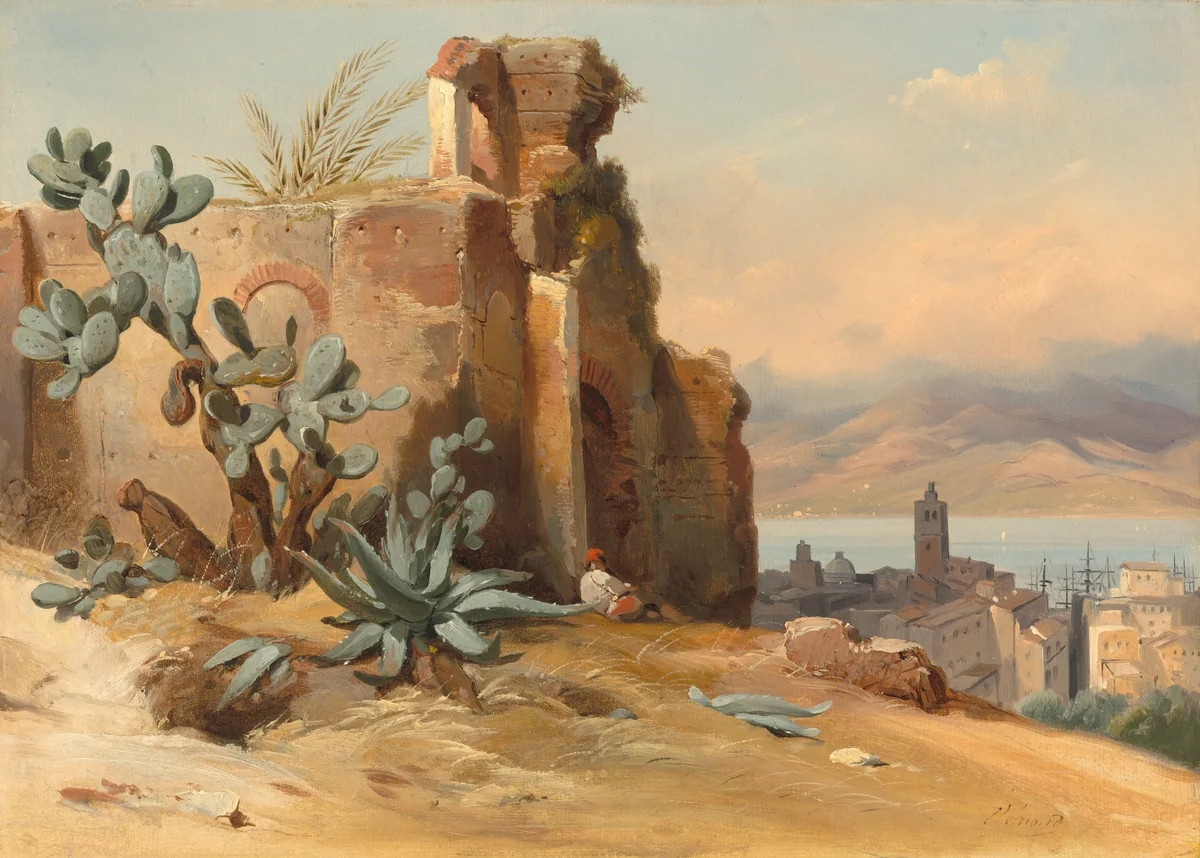 Ancient Ruins near Messina, Sicily by Jean-Charles-Joseph Rémond, painting, 1842
