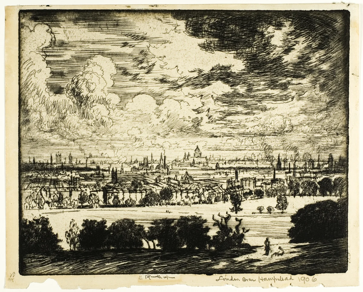 London over Hampstead by Joseph Pennell, print, 1903