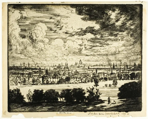 London over Hampstead by Joseph Pennell, print, 1903