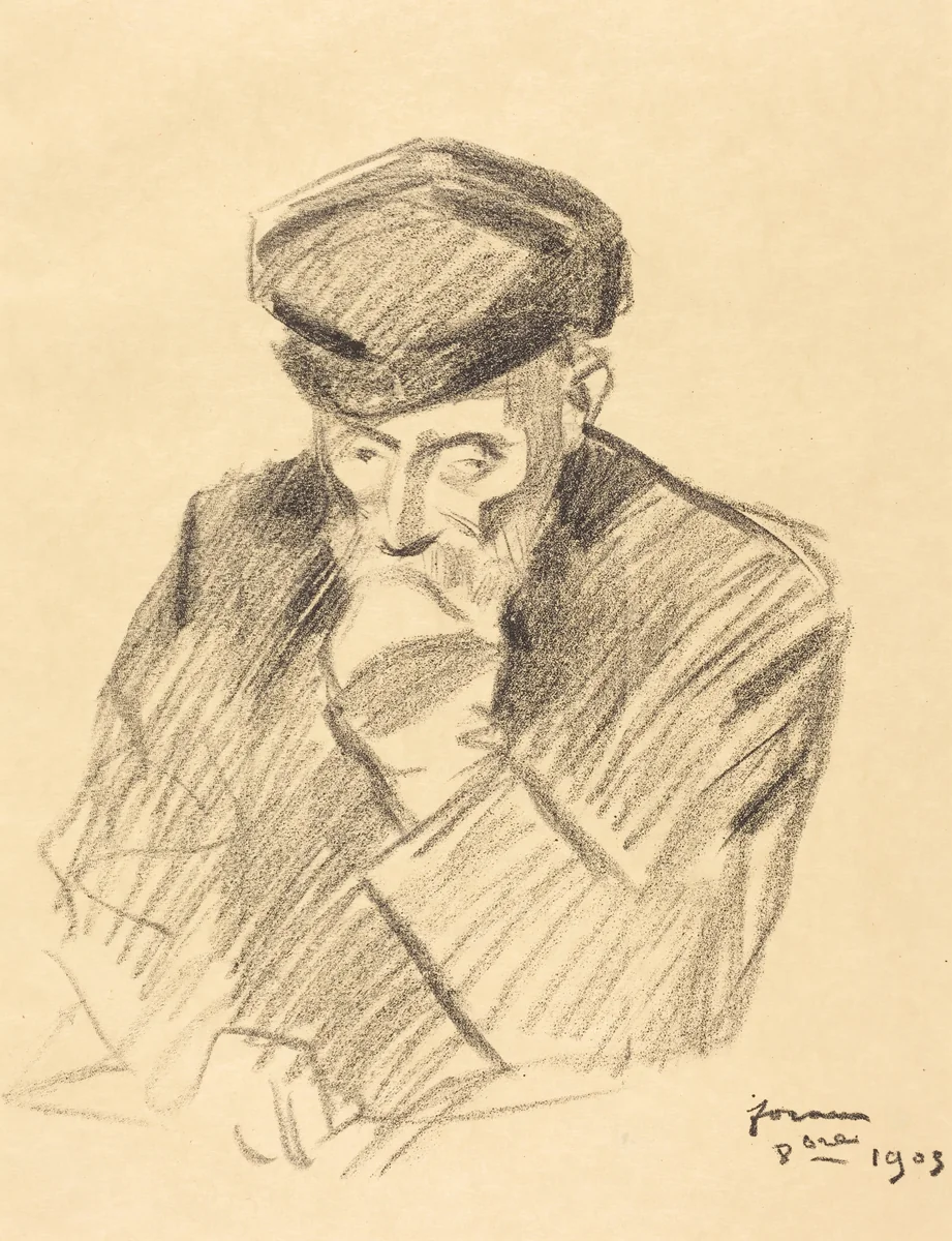 Portrait de Renoir (4e planche) (Portrait of Renoir) (fourth plate) by Jean-Louis Forain, print, 1905