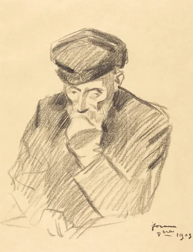 Portrait de Renoir (4e planche) (Portrait of Renoir) (fourth plate) by Jean-Louis Forain, print, 1905
