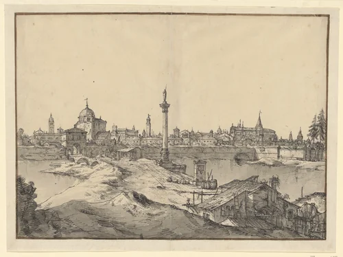 Imaginary View of Padua by Bernardo Bellotto, drawing, 1737-1744