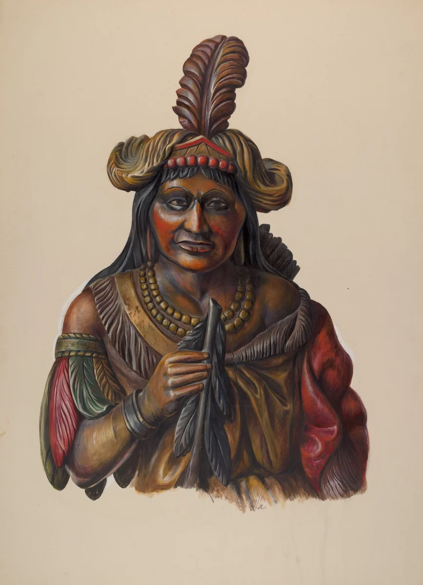 Cigar Store Indian by Walter Hochstrasser, index of american design, 1937