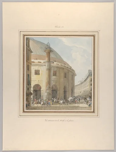 La Halle aux Blés, Exterior View by Pierre Fontaine, drawing, 1805-1815