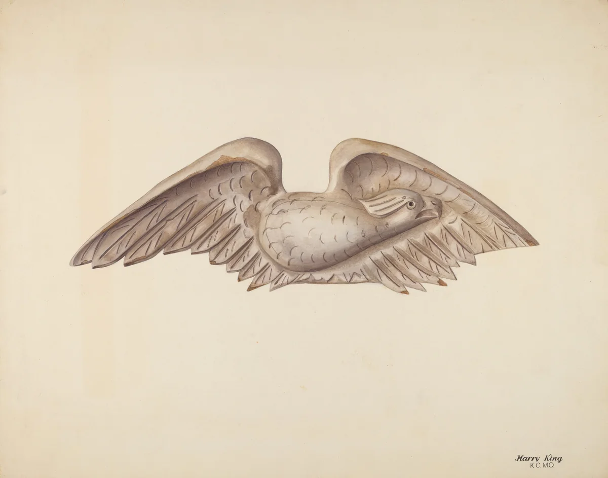 Wood Carving - Eagle by Harry King, index of american design, 1941