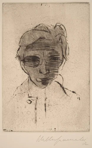 Gloomy Face, Self-portrait (Dunkles Gesicht, Selbstporträt) by Walter Gramatté, print, 1922