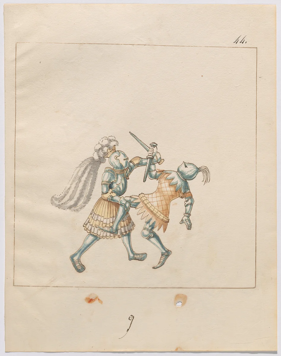 Foot Combat with Daggers by German 16th Century, drawing, 1515