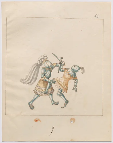 Foot Combat with Daggers by German 16th Century, drawing, 1515