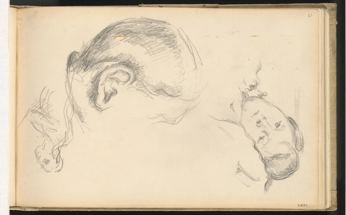 Three Heads, One of Madame Cezanne by Paul Cezanne, drawing, 1882-1885