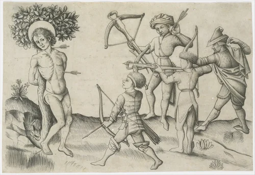Saint Sebastian by Master of the Playing Cards, print, 1420-1450