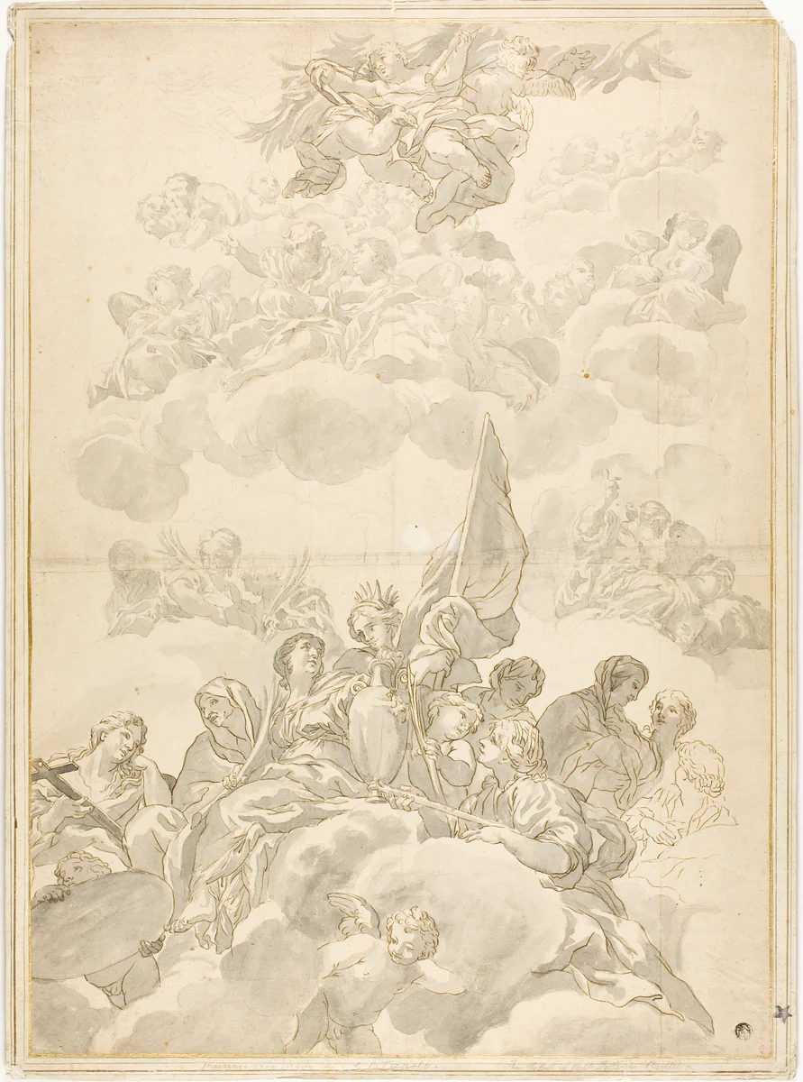 Glorification of Saint by Ciro Ferri, drawing, 1654-1689