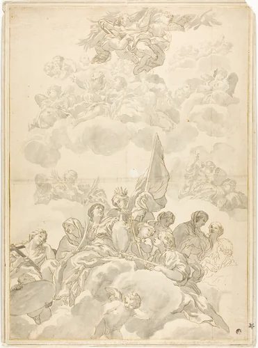 Glorification of Saint by Ciro Ferri, drawing, 1654-1689
