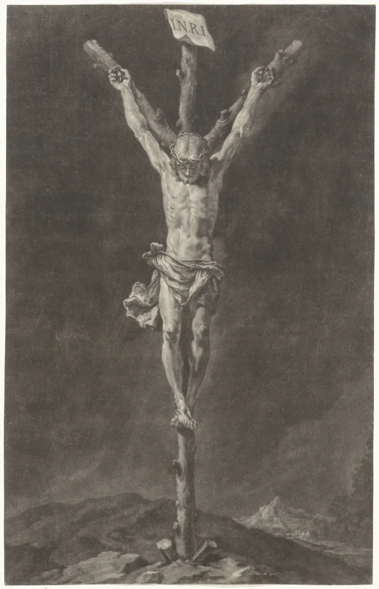 Christus aan het kruis by Jan Thomas, print, 1642-1678