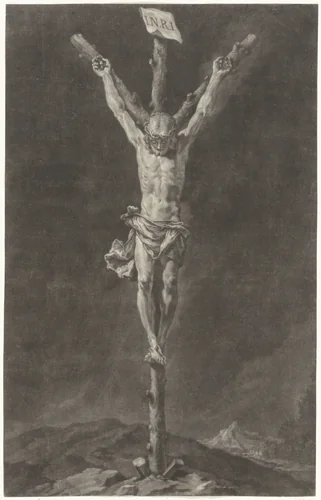 Christus aan het kruis by Jan Thomas, print, 1642-1678