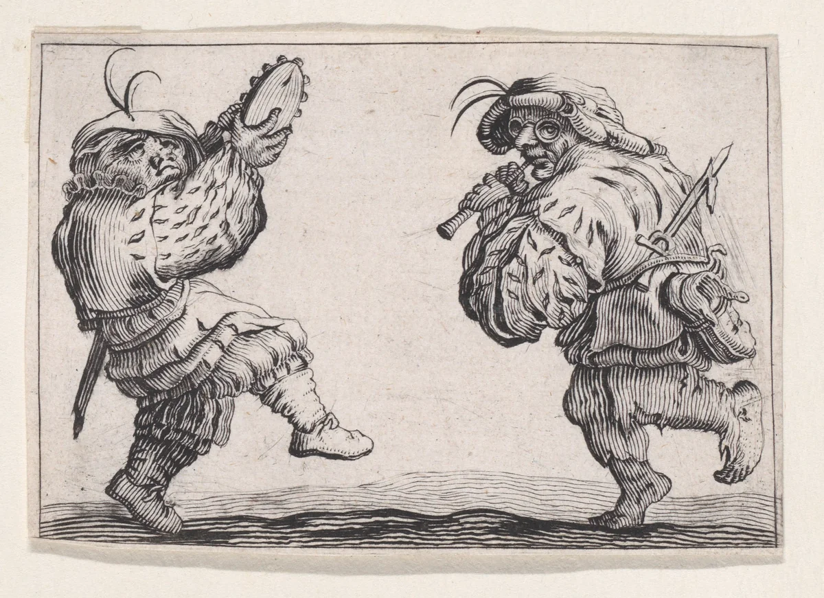 Copy of Les Danseurs a la Flute et au Tambourin (Dancers with the Flute and the Tambourine), from "Les Caprices" by anonymous, print, 1620-1700