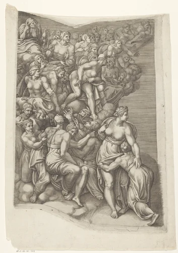 Het laatste oordeel, blad E by Giorgio Ghisi, print, 1530-1582