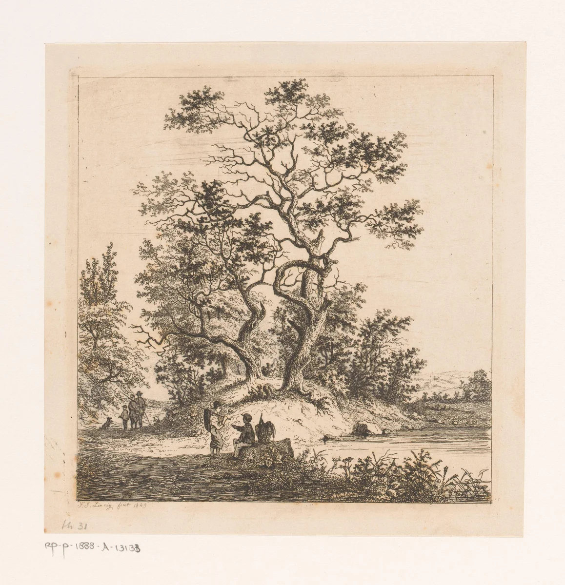 Landschap bij de Samber by Jean Théodore Joseph Linnig, print, 1849