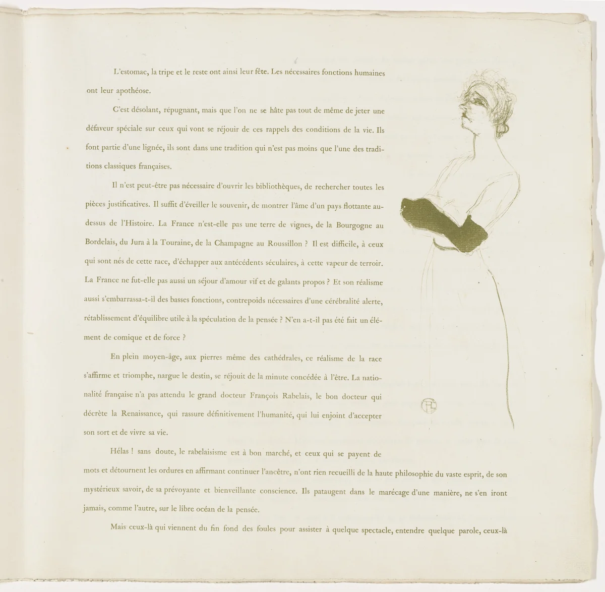 Plate 10 (in-text plate, folio 13) from Yvette Guilbert by Henri de Toulouse-Lautrec, illustrated book, 1894