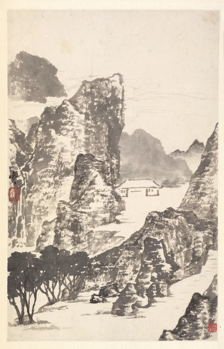 Landscape after Mi Fu by Min Zhen, painting, 1788