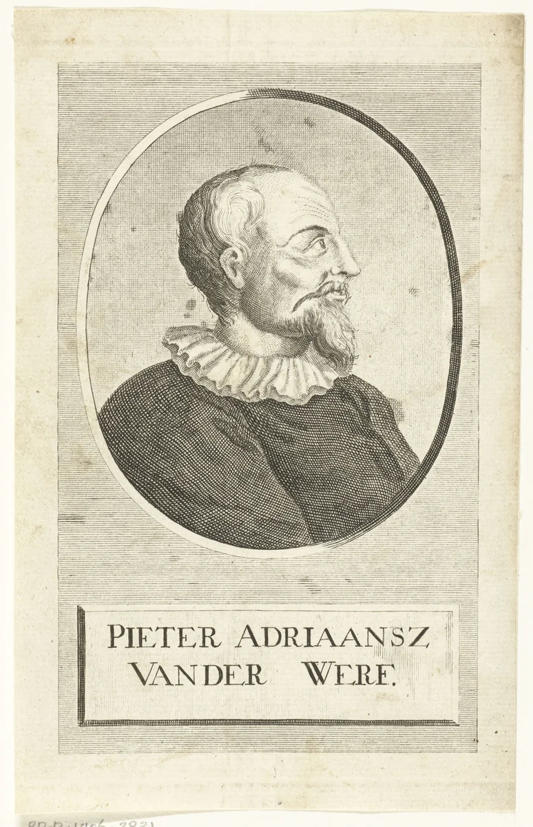 Portret van burgemeester Pieter Adriaansz. van der Werff by Iven Besoet, print, 1730-1769