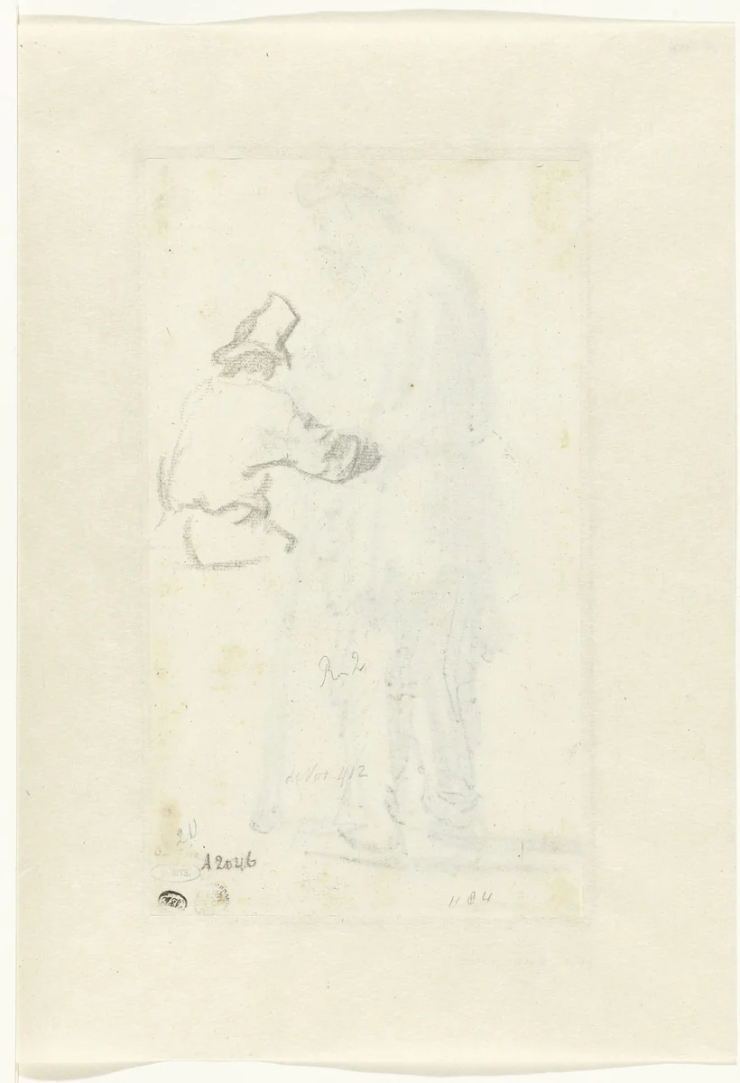 Study of a Man, Seen from Behind by Rembrandt van Rijn, drawing, 1629-1630