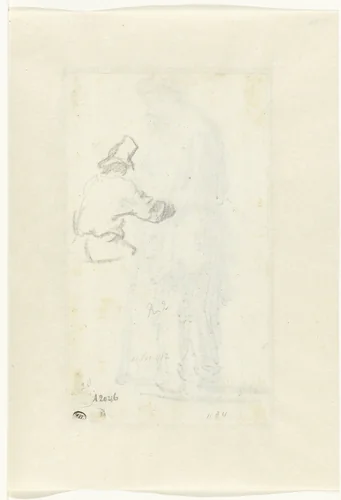 Study of a Man, Seen from Behind by Rembrandt van Rijn, drawing, 1629-1630