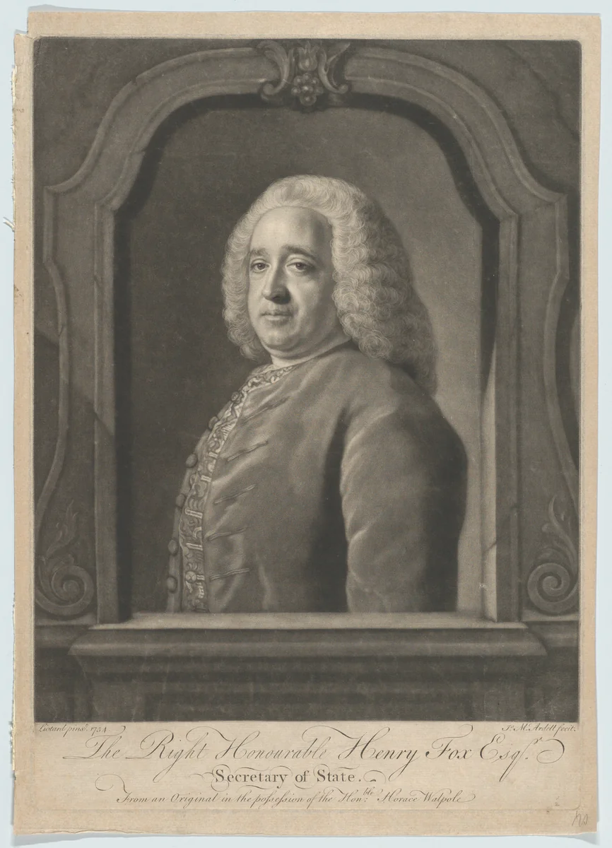The Right Honorable Henry Fox, Esr. by James McArdell, print, 1756