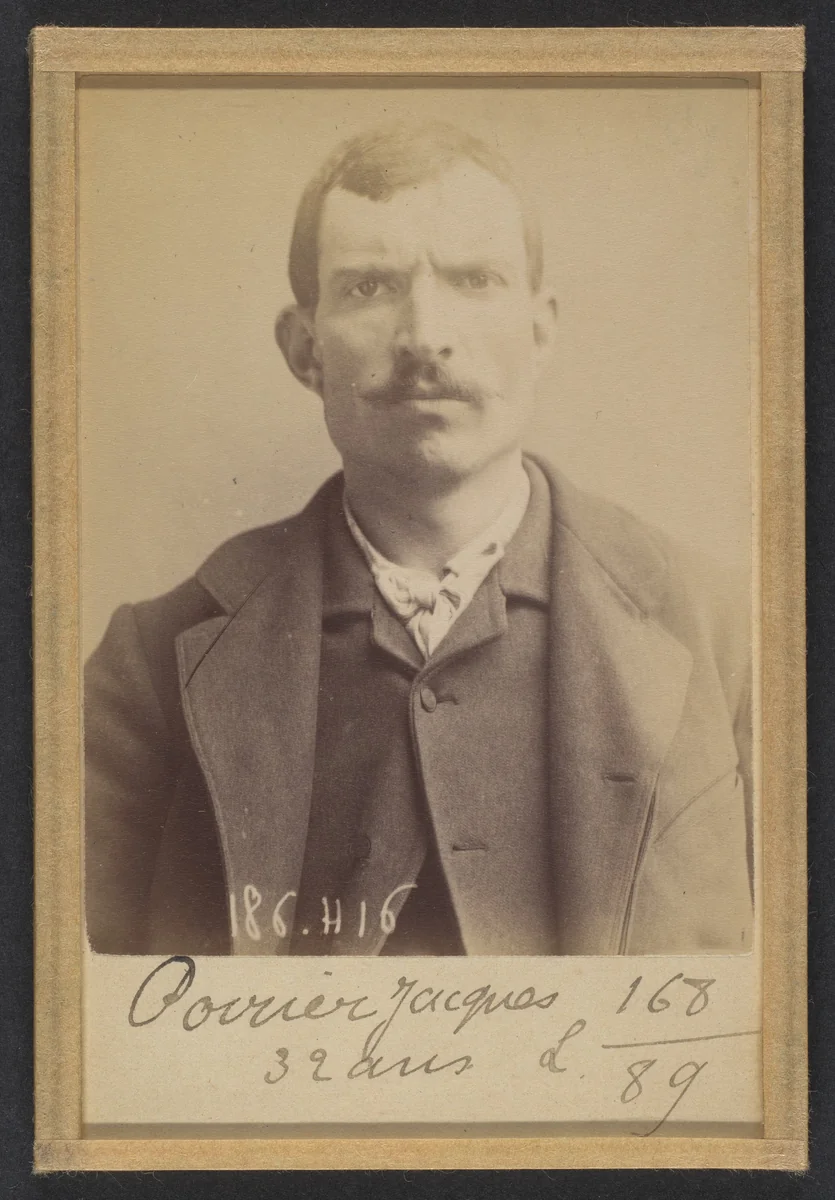 Poirier. Jacques, Étienne. 30 ans, né à Gien (Loiret). Garçon de marchand de vins. Anarchiste. 30/4/92. by Alphonse Bertillon, photograph, 1892