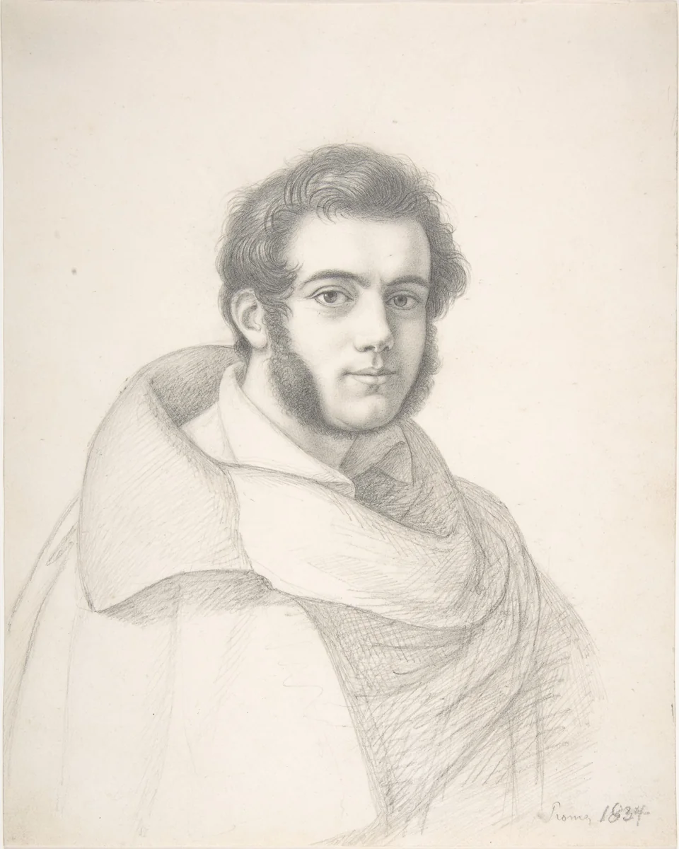 Portrait of a Young Man by Adolf Senff, drawing, 1834