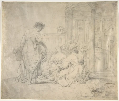 Preparation for Sacrifice by Leonaert Bramer, drawing, 1611-1674