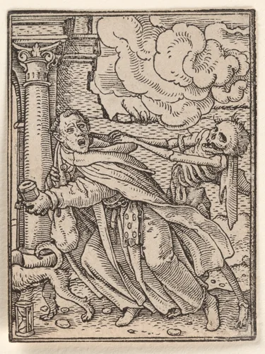 The Monk (or Mendicant), from "The Dance of Death" by Hans Holbein the Younger, print, 1521-1538