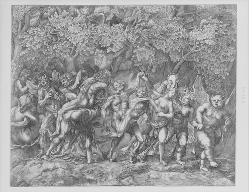 Bacchanal by Giulio Sanuto, print, 1552-1562