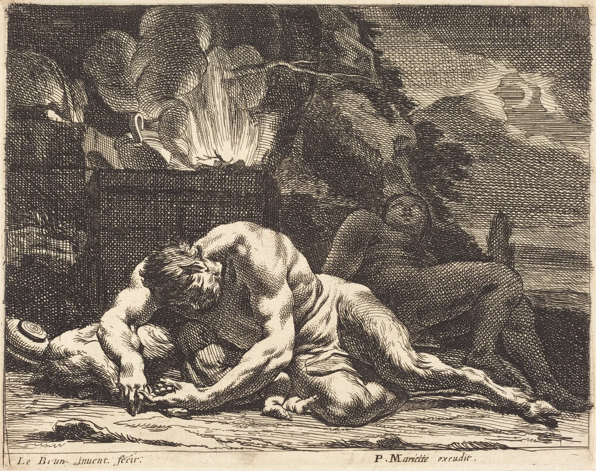 Nox (Night) by Charles Le Brun, print, 1640