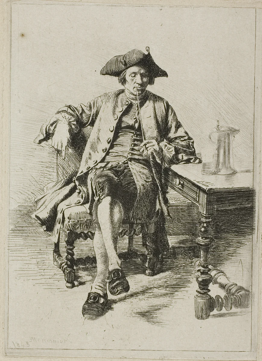 The Grand Smoker by Jean Louis Ernest Meissonier, print, 1843