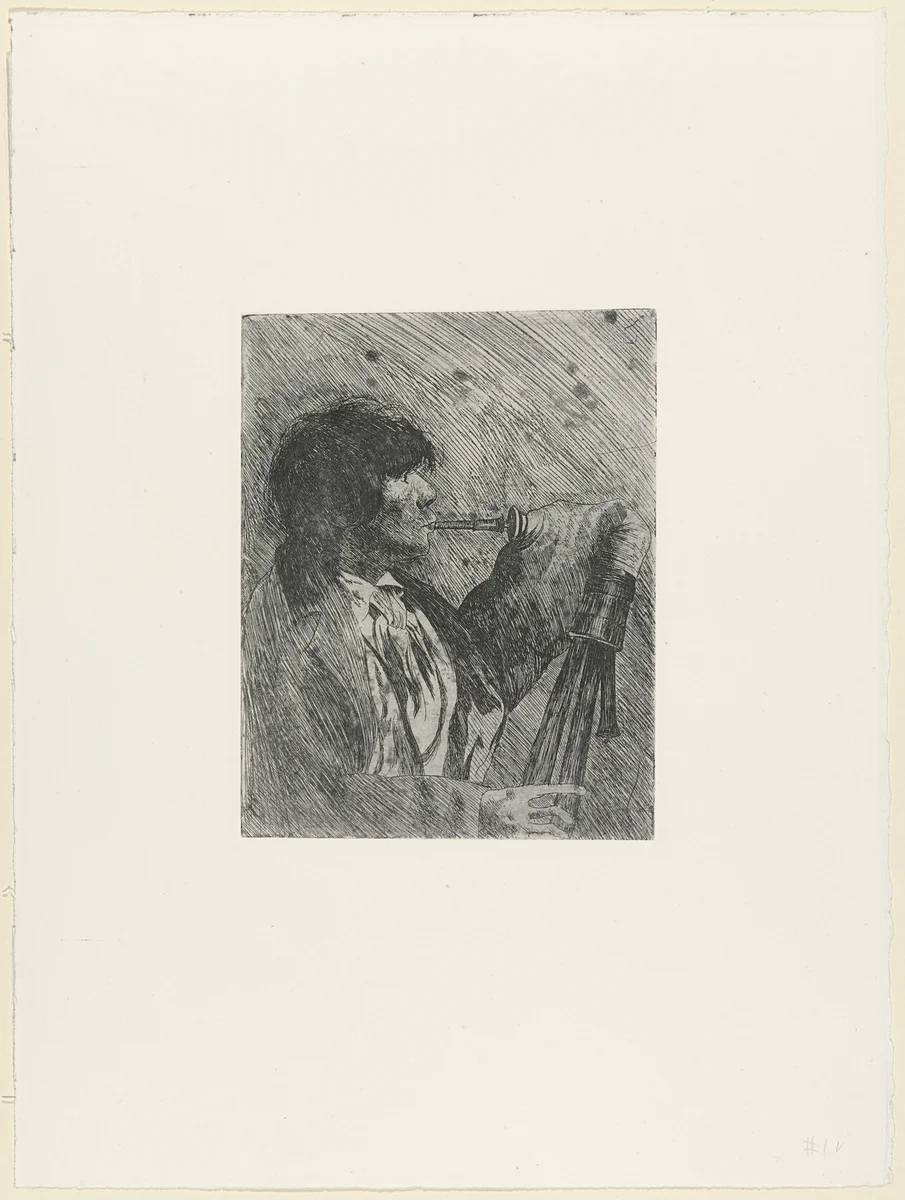 Boy with a Bagpipe by Joseph Stella, print, 1900