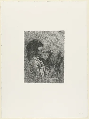 Boy with a Bagpipe by Joseph Stella, print, 1900