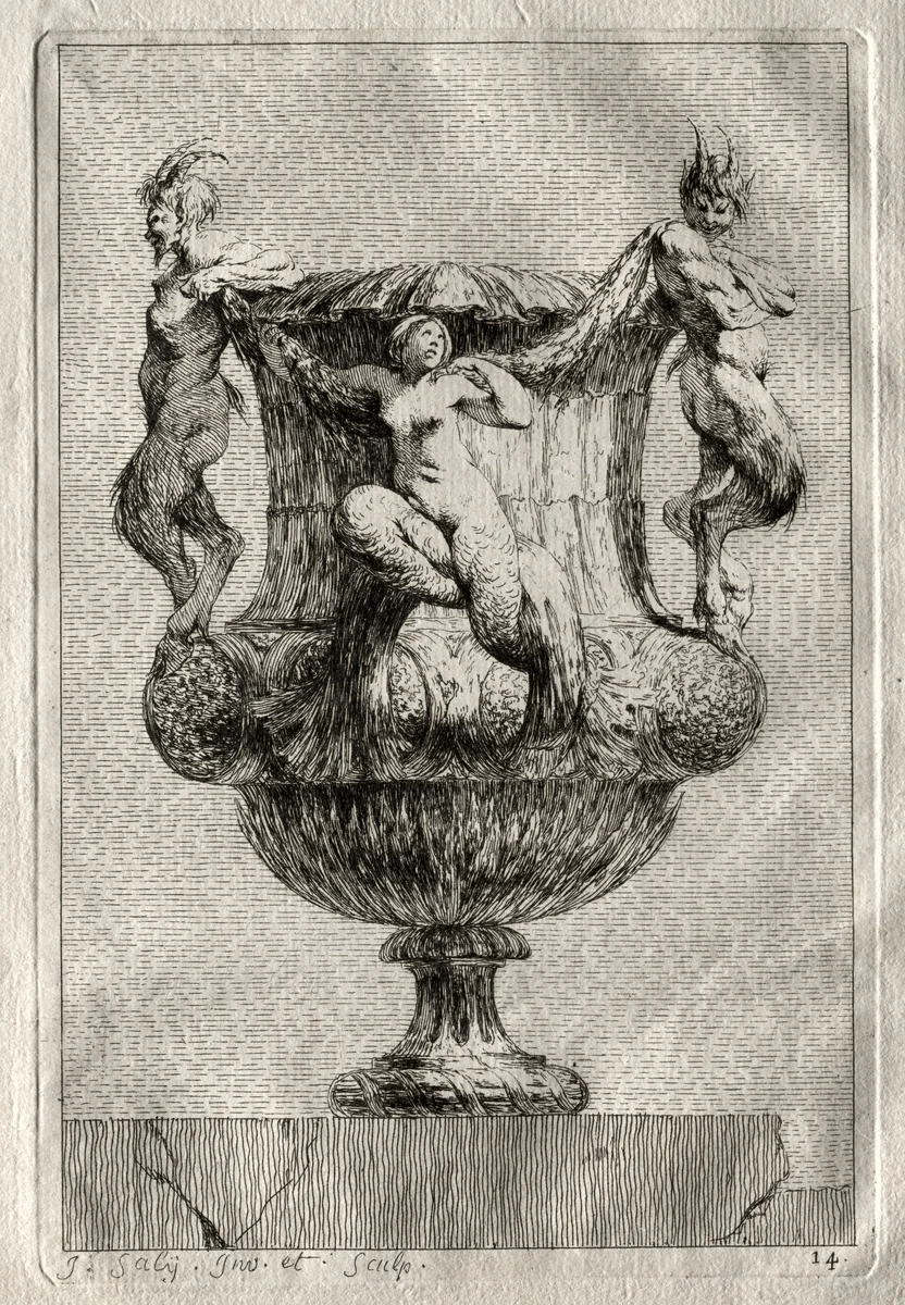Suite of Vases: Plate 14 by Jacques François Saly, print, 1746