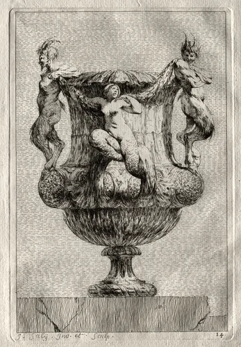 Suite of Vases: Plate 14 by Jacques François Saly, print, 1746