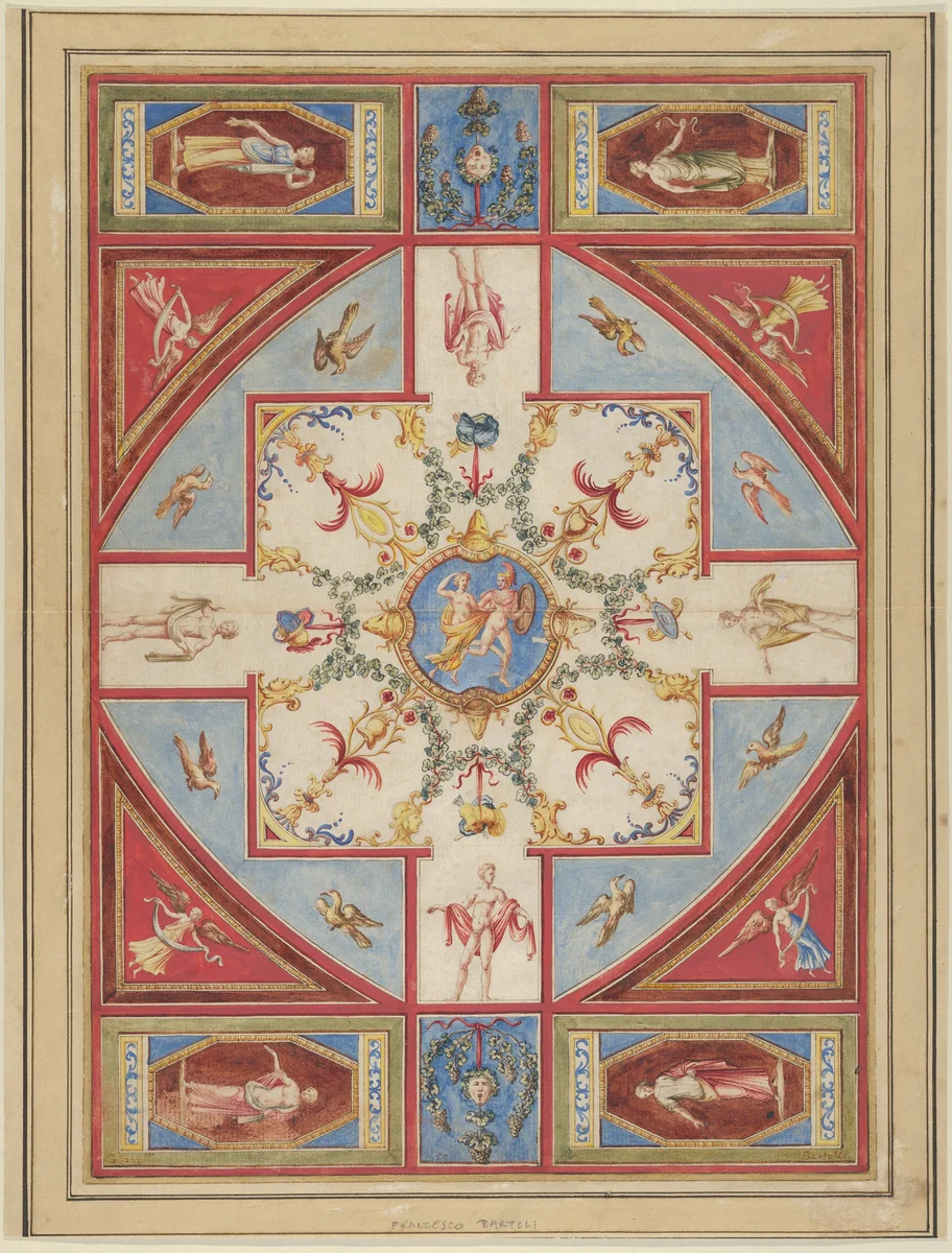 Design for a Ceiling with Grotesque Decoration by Francesco Bartoli, drawing, 1779