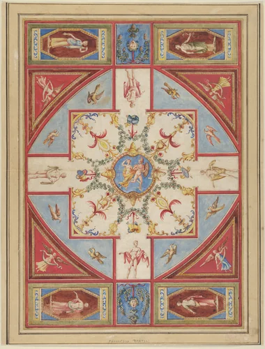 Design for a Ceiling with Grotesque Decoration by Francesco Bartoli, drawing, 1779