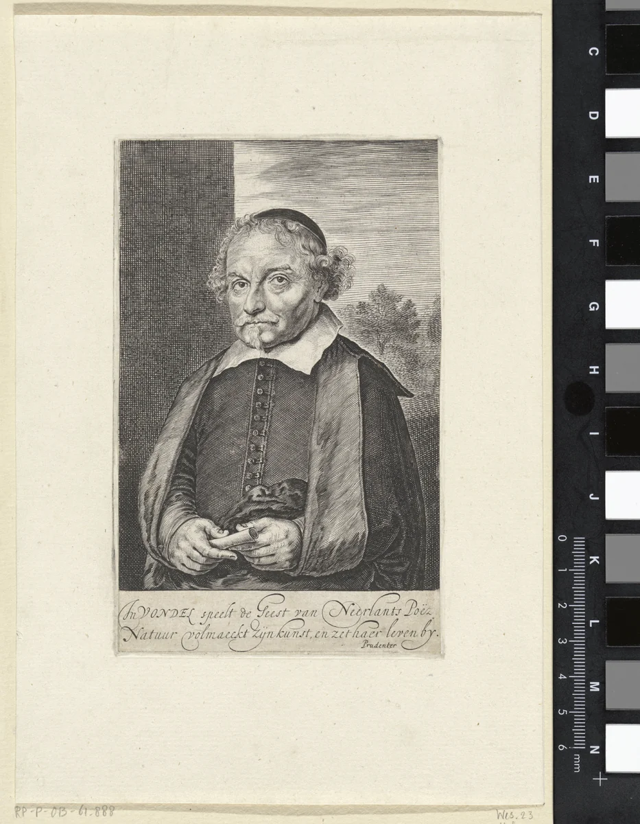 Portret van Joost van den Vondel by anonymous, print, 1650-1699