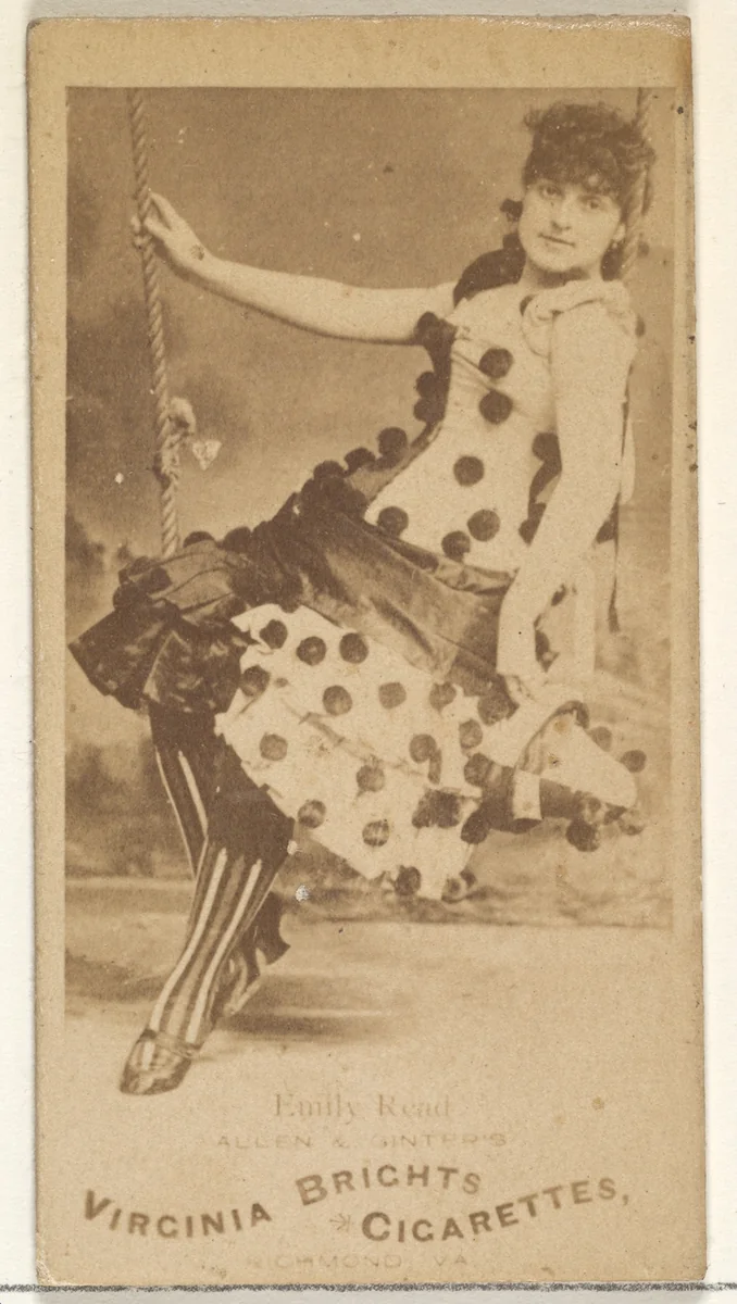 Emily Read, from the Actors and Actresses series (N45, Type 1) for Virginia Brights Cigarettes by Allen & Ginter, photograph, 1885-1891