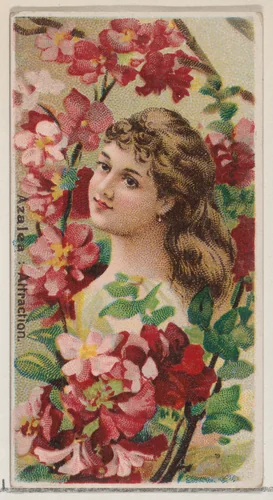 Azalea: Attraction, from the series Floral Beauties and Language of Flowers (N75) for Duke brand cigarettes by American Tobacco Company, print, 1892