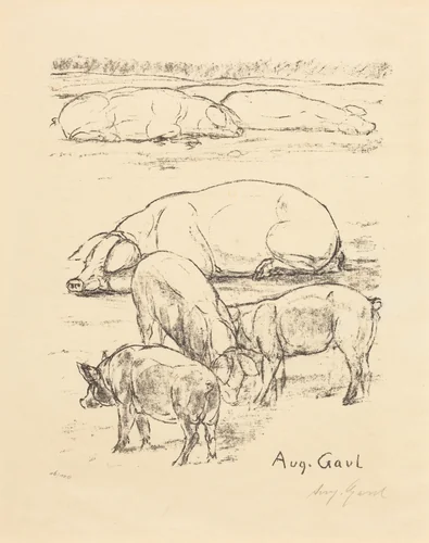 Pigs by August Gaul, print, 1869-1921