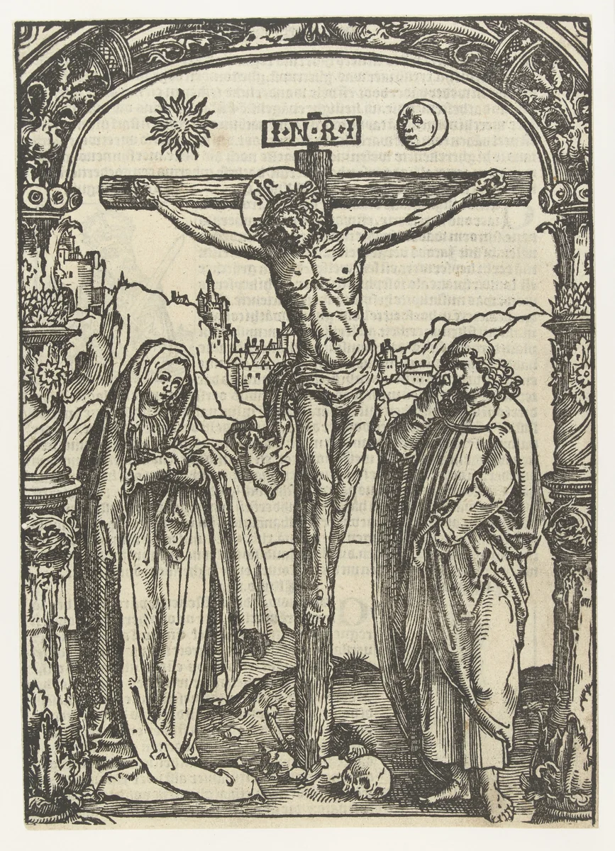 Christus aan het kruis by Unknown, print, 1510-1514